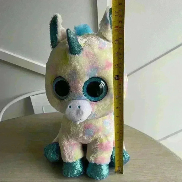 TY Blitz Big Eye Beanie Boos unicorn pink 17” Plush Stuffed Animal Collectible - Picture 6 of 6